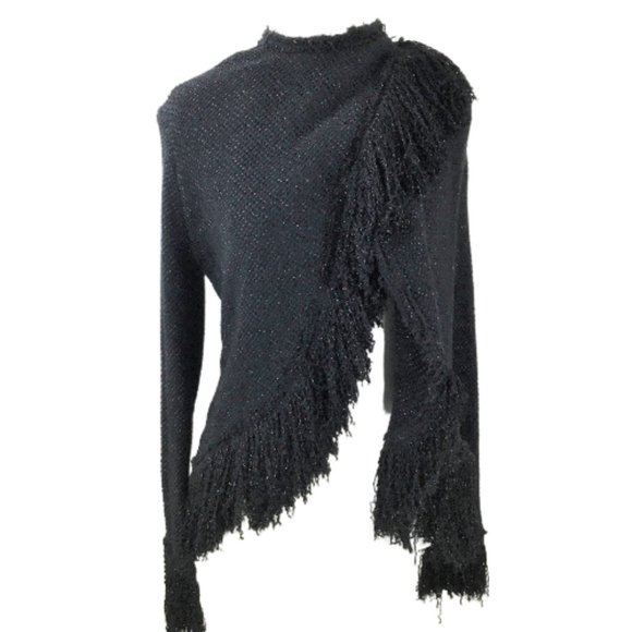 zara Sweaters - NWT Zara Studio Black Metallic Fringe Cardigan s
